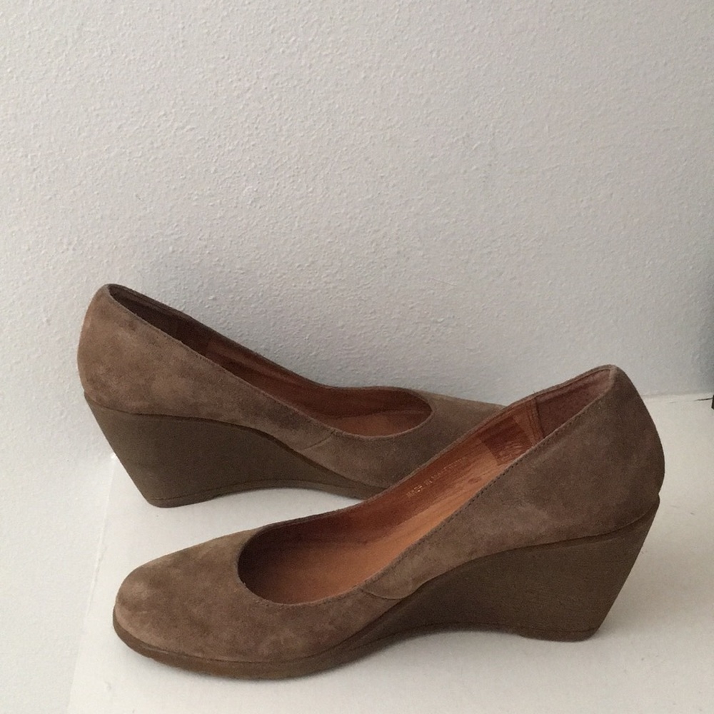 OFFICE London Tan Leather / Suede Wedge Shoes